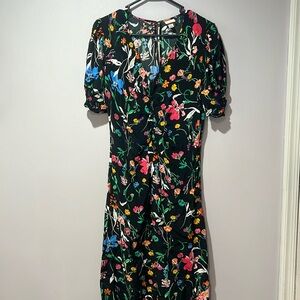 A New Day Women’s Long Black Floral Dress Size   Medium NWOT Side Zipper